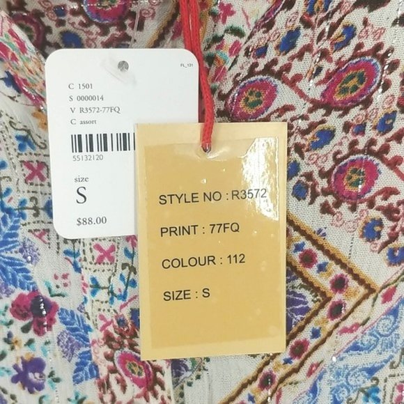 RAGA x Free People Abstract Romina Collared V Neck NWT - Picture 5 of 5